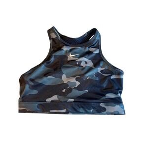Nike Dri Fit Camo Sports Bra High Neck Racerback Workout Athletic Women's M